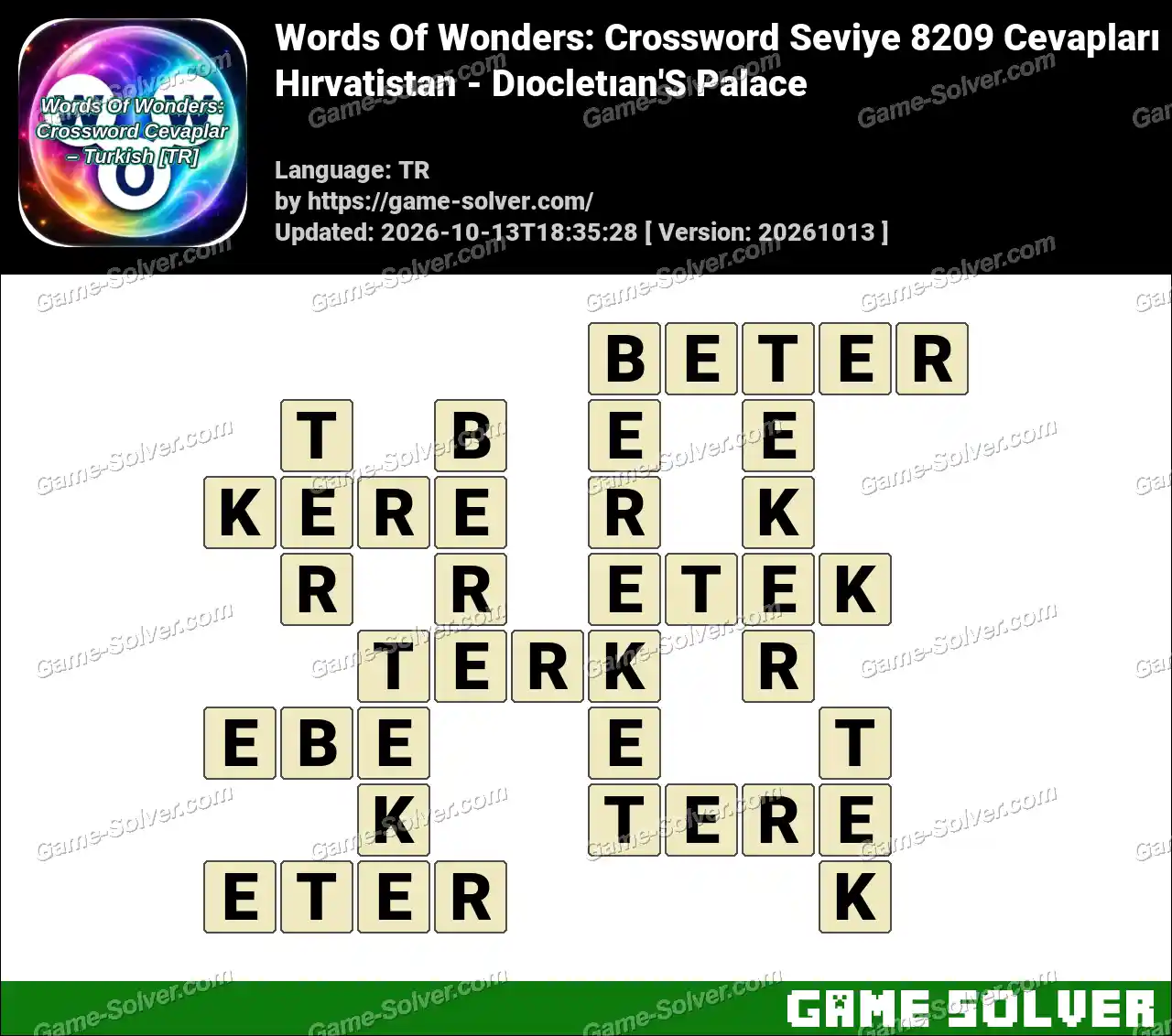 Words Of Wonders: Crossword Seviye 8209 Cevapları – Hırvatistan – Dıocletıan’S Palace